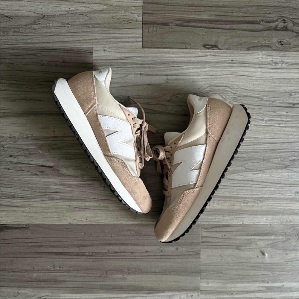 New Balance Beige and White Sneakers
